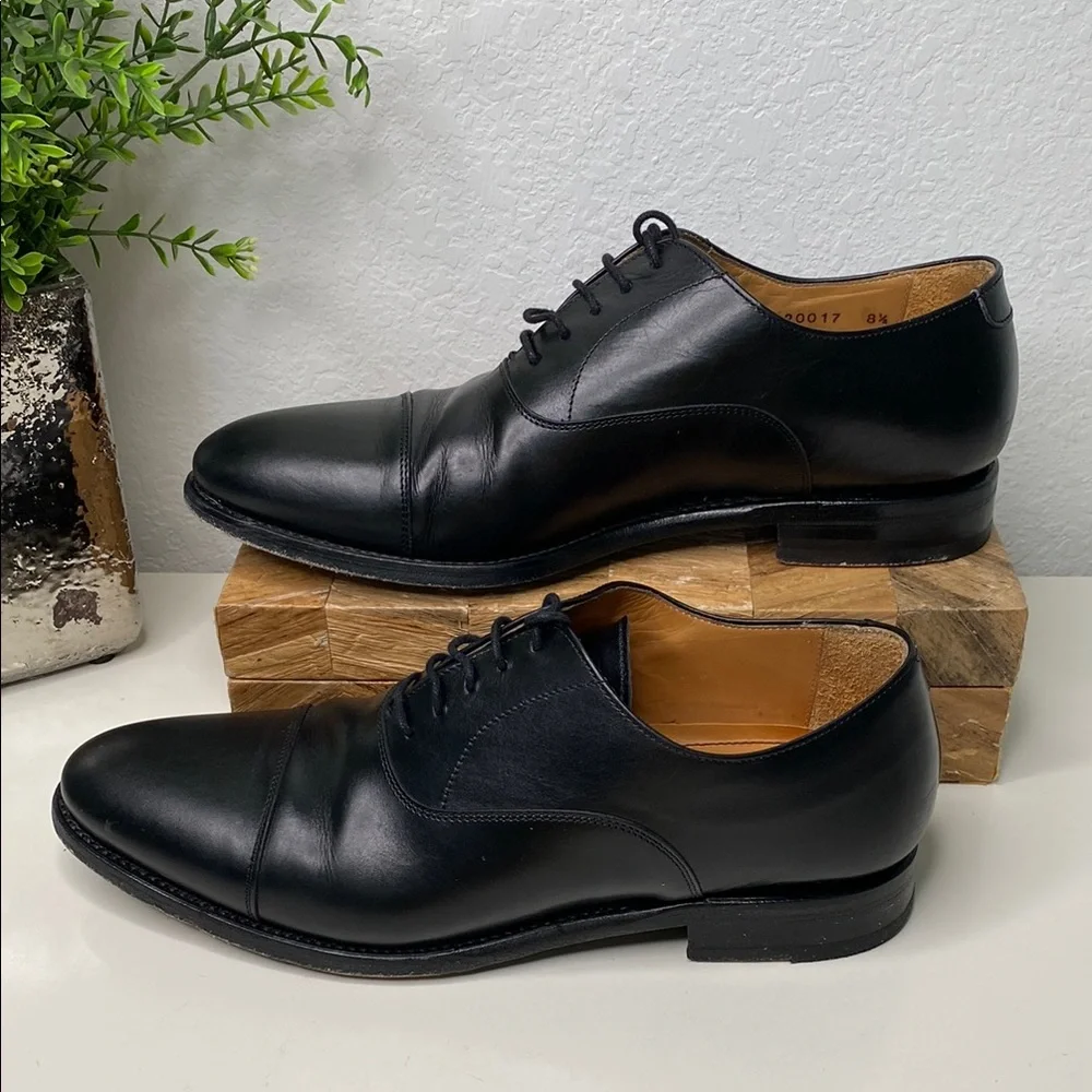 Sebago Cap Toe Oxford Lace Up Dress‎ Shoe Black Leather Size 8.5